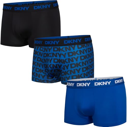 DKNY Mens Flex Low Flex Trunks - Low Rise Boxer Briefs Underwear 3-Pack