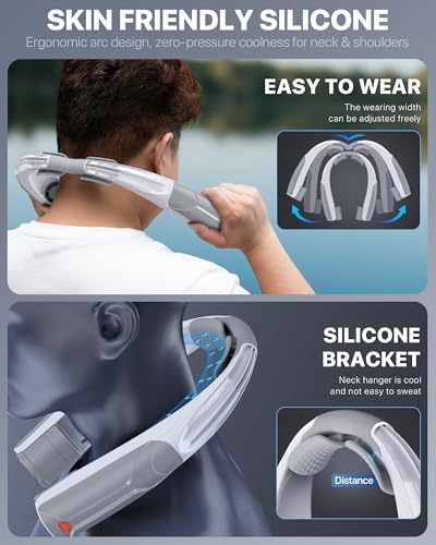 Image of AaoLin Portable Neck Fan USB-C Rechargeable, with 6000mAh Battery, Hands-Free Personal Fan 6 Speeds, 6-20Hrs Cooling, Adjustable 11oz Lightweight, Neck Cooler for Outdoor Sports /Gym /Office