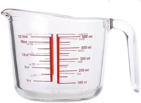 Glass Measuring Cup With Scale Milk Cup High Temperature Resistant Household Kitchen Baking Beaten Egg Cup Measuring Water Cup (Size : 500ML)