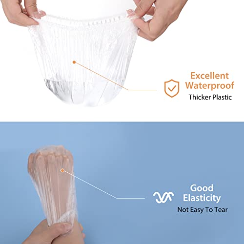 WLLHYF Upgrade Disposable Shower Caps, 100 Pcs Clear Shower Caps Elastic Plastic Hair Caps Waterproof Hair Bath Caps Home Use - Image 4