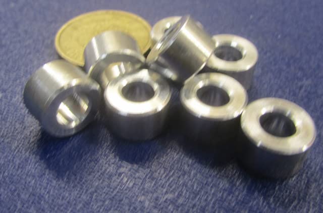 Aluminum Spacer, Unthreaded, 1/4" Screw Size x .500" OD x .252" ID x .312" Length, 10 Pcs.