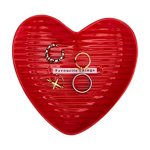 Meeshine Ceramic Jewelry Tray for Women Girls, Jewelry Plate Ring Dish, Red Trinket Dish for Jewelry, Ring Dish for Birthday Friends Daily Family