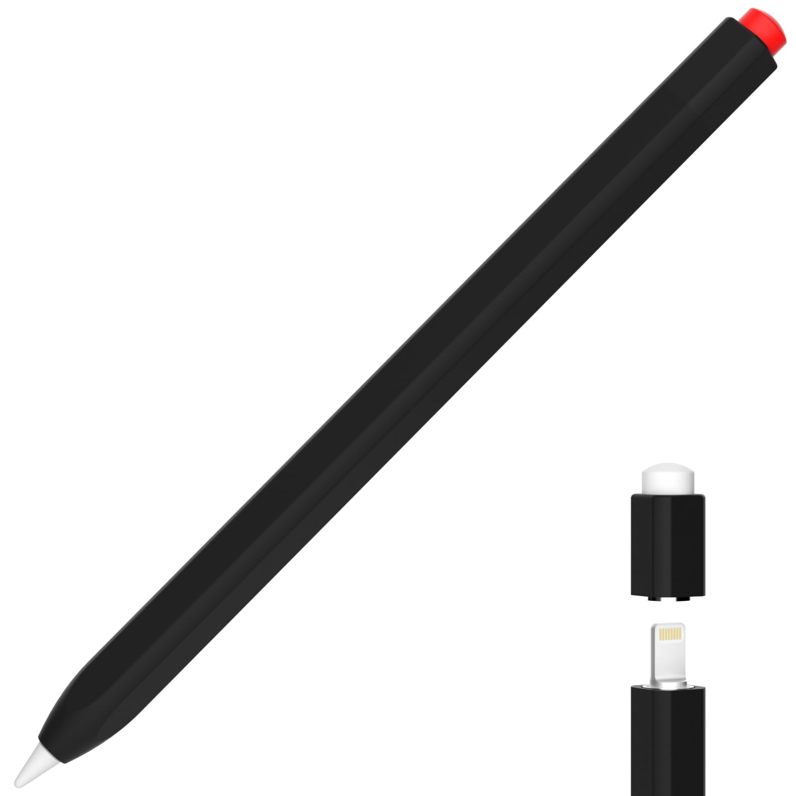 AZF Pencil Case Compatible with Apple Pencil 1st Generation Case, New Two Color Pen Cap Match, Silicone Protective, Comfortable Silicone Feel. (Black)