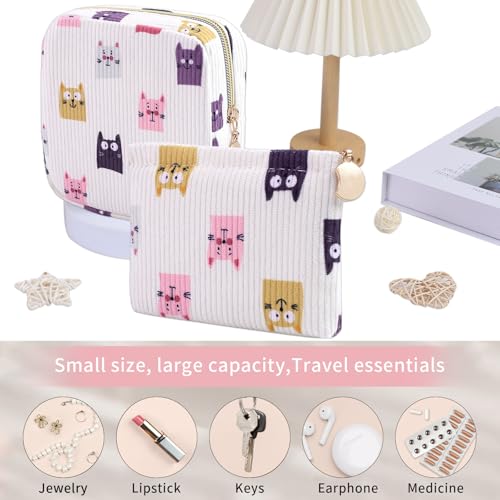 Image of 2-Pack Period Bag for Women Girls, Portable Corduroy Sanitary Napkin Storage Bag Period Pouch Small Discreet Menstrual Pouch, Sanitary Pads Period Kits Tampons Holder for First Period