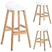 2 Pcs Sillas Comedor Taburetes Altos Madera Maciza Asiento y Reposapiés Cuero PU Blanco para Mostrador Bar Restaurante En Casa, Altura Asiento 70 cm