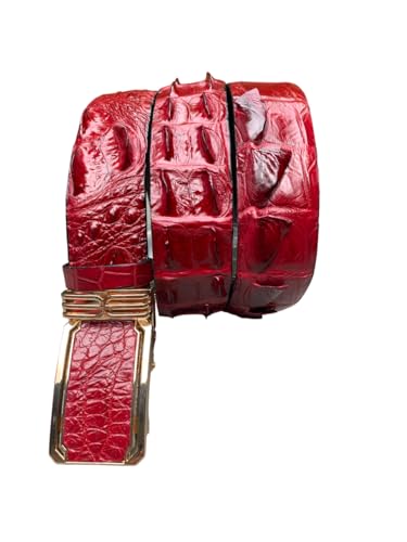 Genuine crocodile alligator leather skin belts buckle for men, Alligator Men's belt, Red Hornback crocodile belts men,