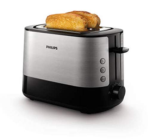 Philips Daily HD2637/90 - Tostador 950 W, Doble Ranura, Color Negro, Inox (Reacondicionado)