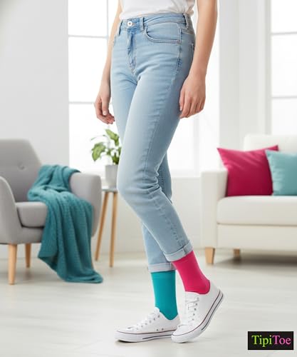 Image of Tipi Toe Women's Fun Patterned Dress Socks, 12-Pack Lightweight Colorful Crew Socks, Casual Novelty Assorted Designs