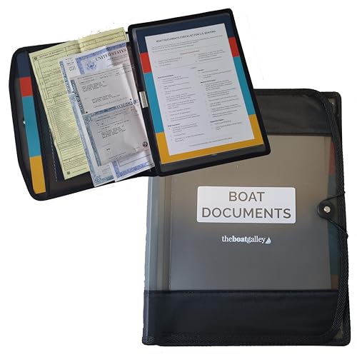 Boat Documents Organizer - Large Size Water Resistant Case for Boat Papers - Keep All Documents Safe and Organized - Boating Gifts for Men (Gray)
