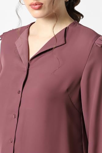 Image of Van Heusen Women Polyester Regular Fit Solid Full Sleeve Casual Shirt