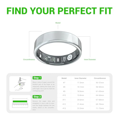 Smart Ring - Free Heart Rate SpO2 Sleep Tracker | No Subscription | IP68 Waterproof Fitness Tracker | 24/7 Activity Monitor | Step Counter & Stress Tracking | Sleep & Workout Accessory silver11 - Image 3