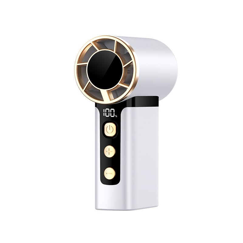 Portable Mini Handheld Fan, USB Rechargeable Fan with LED Display, 120 Speed Stepless Adjustment, 2000mAh Battery 5H Long Lasting Cooling, Lanyard Design for Home Office Travel Outdoor Summer Gift