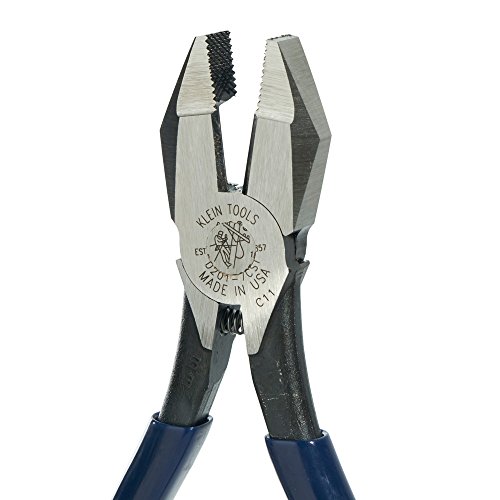 Klein Tools D201-7CST Ironworker Pliers, Spring Loaded Side Cutters for Rebar Cutting and Bending, 9-Inch Long