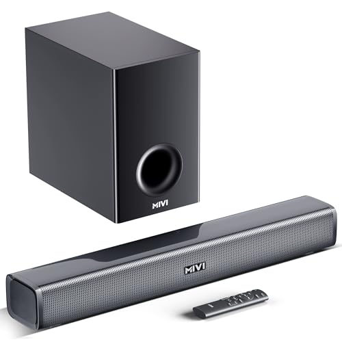Image of Mivi Fort H160 Soundbar, [Newly Launched]- 160 Watt Home Theatre Sound Bar, 2.1 Channel, 2 in-Build Speakers and 1 External Subwoofer, Multiple EQ & Input Modes, Made in India Soundbar for TV