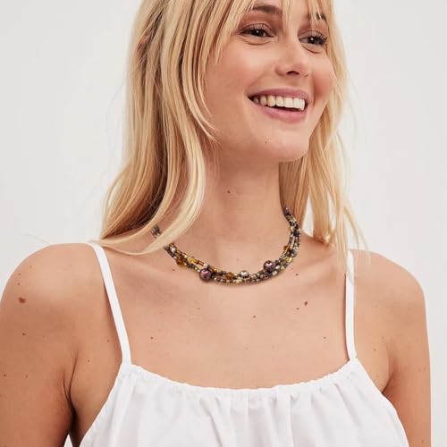 S.J JEWELRY Multi Strand Beaded Necklaces for Women Colorful Beaded Necklace Boho Necklaces for Women Summer Beach Pearl Choker Layered Necklace2