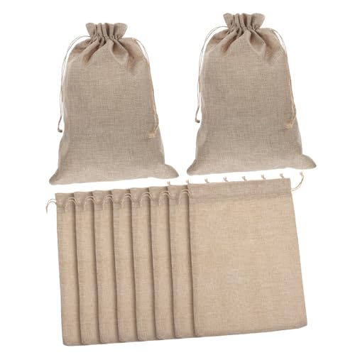 VERDANVERSE 10個粗麻巾着袋 大容量 ポータブル紐付きバッグ キャンディーやジュエリー収納に 結婚式やパーティー用 バッグ