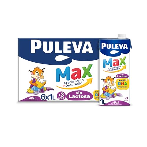 Puleva Max Leche de Crecimiento y Desarrollo Sin Lactosa - Pack 6 x 1Lt