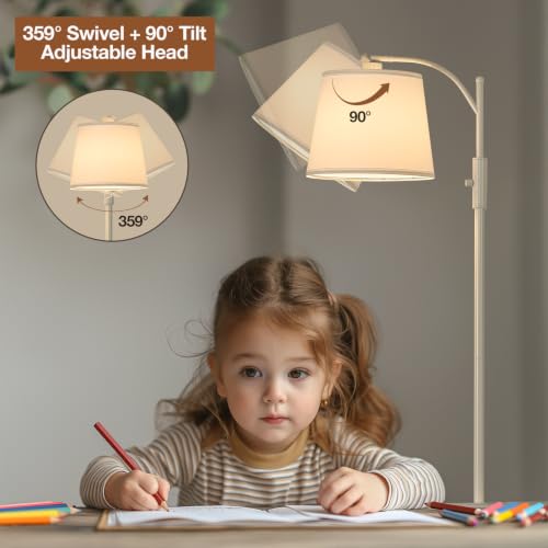 Image of AIDENOEY Smart Floor Lamp with Side Table | Stepless Dimming, RGB Multi-Color | Adjustable Swivel Head | Voice Control with Alexa & Google Assistant |White Lamp for Living Room,Bedroom,Home Office