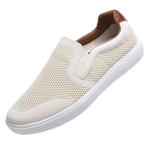 Image of konhill Mens Slip On Loafers Sneakers - Casual Knit Walking Shoes for Men, Lightweight Breathable Memory Foam Boat Shoes, Comfortable Slip-On Driving Loafers for Work Travel Beach