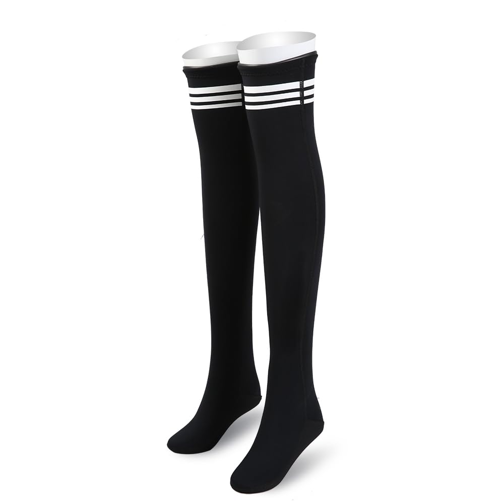 Women's 2mm Neoprene Over-Knee Long Socks Diving Thigh High Socks Thermal Anti-Slip Dive Stockings for Scuba Freediving Black-S