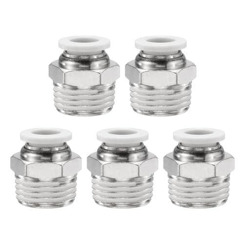 QUARKZMAN 5 Piezas De Acoplamiento De Unión Rápida De Empujar Para Conectar 3/8' Tubo OD X 1/2' Rosca NPT Macho Unión Recta Acoplamiento De Cobre Para Unión Rápida Neumática