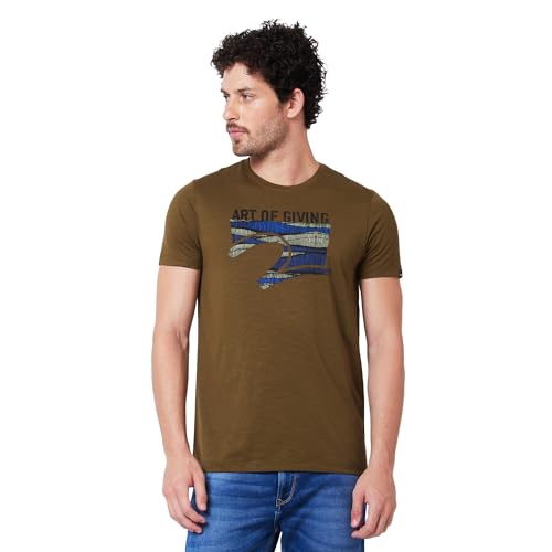 Image of Spykar Men's Slim Fit Round Neck Half Sleeve Solid Casual T-Shirt
