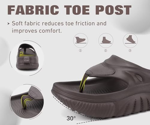 Image of COFACE Men Orthopedic Footbed Flip Flops Fabric Toe Post Beach Sandals Size 7-15