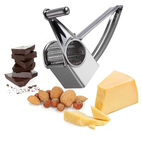 Ralador Manual em Aço Inox Premium, Compacto e Ergonômico, Alta Durabilidade, Manivela, Ideal para Queijo, Chocolate e Nozes, RESISTENTE