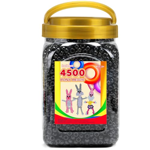 Iooleem Pony Beads(4500pcs Black) Beads for Jewelry Making Crafts Beading Supplies Arts & Crafts Materials for Jewelry Making.