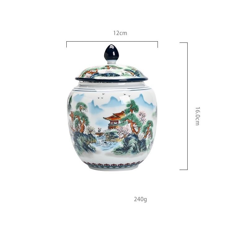 Pojemnik na herbatę, pojemnik ceramiczny, Nowa chińska puszka na herbatę w stylu retro, półfuntowa, luksusowa, ceramiczna, szczelna, odporna wysoką temperaturę, do przechowywania herbaty domu