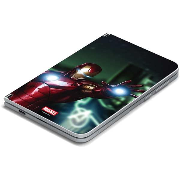 Skinit Decal Tablet Skin Compatible with Surface Duo - Officially Licensed Marvel Tony Stark Iron Man Design