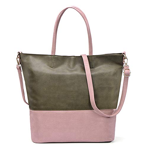 Sophie & Jules Damen Schultertasche Handtasche dunkelgrün-rosa Cover
