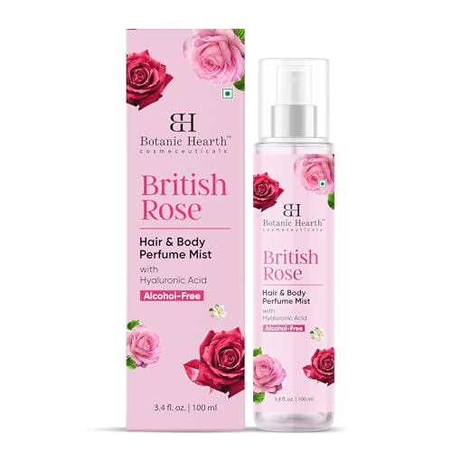 Botanic Hearth British Rose Hair & Body Perfume Mist with Hyaluronic Acid,...
