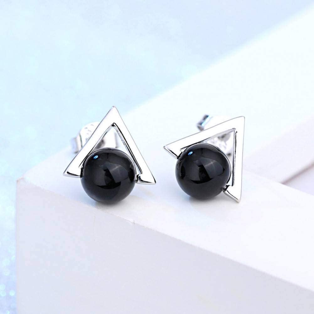 Orecchini da Donna, Orecchini a Bottone alla 925 Triangolo Nero con Strass Orecchini a Bottone da Donna Gioielli Donna/Nero,Donna