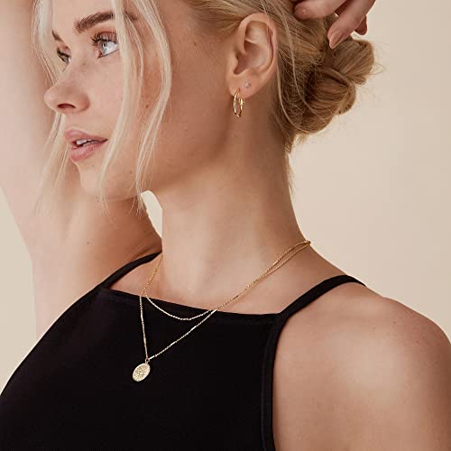 Image of PAVOI Gold Hoop Earrings for Women, 14K Gold Plated Paddle-Back Hoops