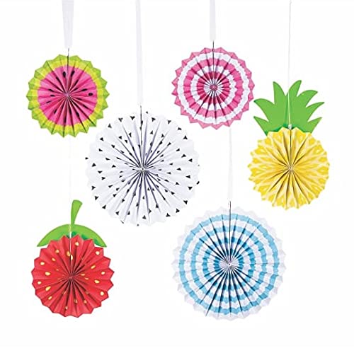 Image of Atpata Funky Fruits Theme Paper Fans, Multicolor (PaperFan-Fruits6pcs)