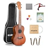 Dripex 23 Inch Concert Ukulele, Small Guitar Ukelele, Professonial Wood Ukulele Starter with Beginners Kit, Quality Musical String Instrument for Adults or Kids (Natural Color)