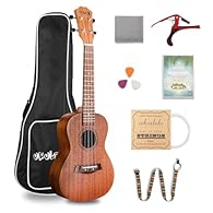 🎵 【Quality Craftsmanship】Concert ukulele is made from natural wood which is healthy and durable. Come with smooth fret board on every side detail, you can roll over the frets and don’t need to worry be scratched. 🎵 【Full Beginners Accessories】We prep...