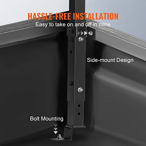 Image of VEVOR Truck Rack, 19-34inch Extendable Truck Ladder Rack, 38.6 inch-43.6 inch Adjustable Height, 250 lbs Capacity Steel Ladder Rack for Truck, Heavy Duty Truck Bed Rack for Kayak, Surfboard, Lumber, Ladder