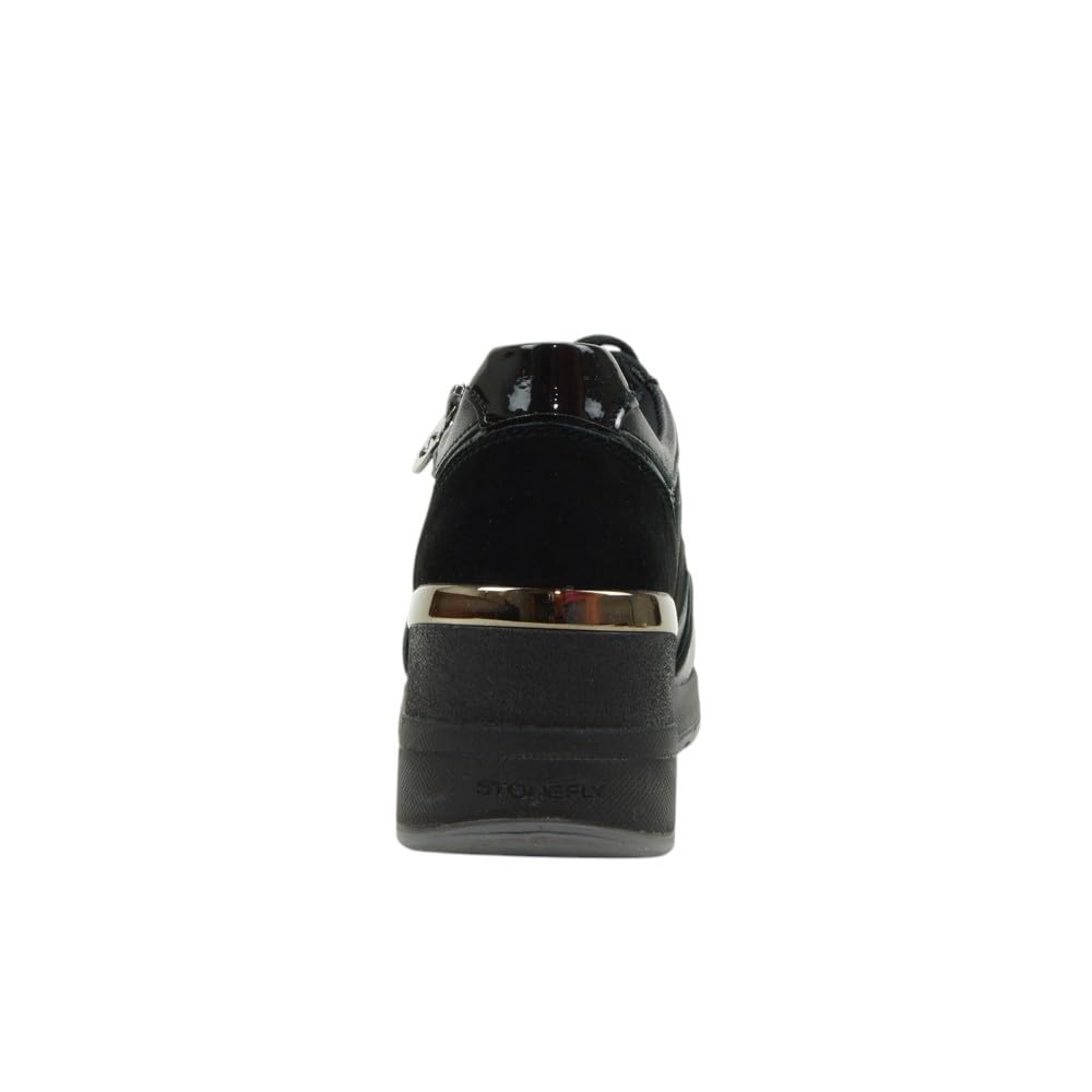 Stonefly 223233 Black Sneakers per Donna in camoscio e Pelle con Lacci, Lampo e Zeppa Media
