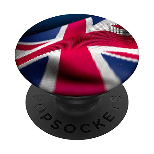 Wavy Vintage UK Union Jack Flag Design For United Kingdom PopSockets Swappable PopGrip, Black
