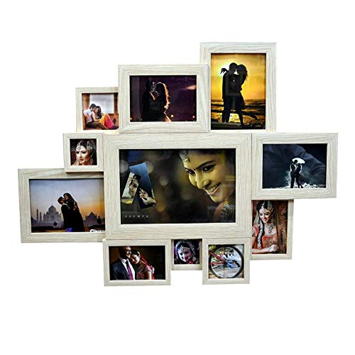 MZG Wood Collage Photo Frame, (Photo Size 1=8x12, 2=6x8, 2=5x7, 2=4x6