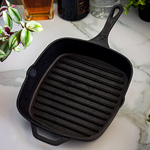 10.5 Inch Square Grill Pan Medium Pre-Seasoned Cast Iron