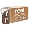 Reel Premium Toilet Paper - 24 Rolls of Toilet Paper - 3-Ply Made From Tree-Free - Zero Plastic Packaging, Septic Safe