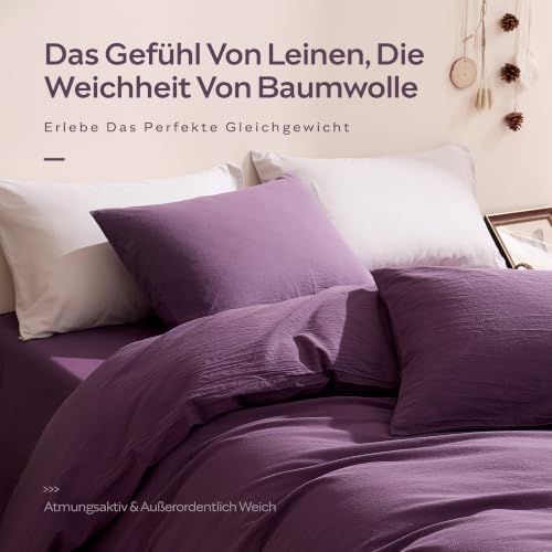 JELLYMONI Kopfkissenbezug 40x145cm Baumwolle 2er Set Lila Oeko-Tex – Ansicht 5