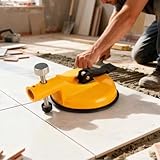 CashMuch Nivelador de azulejos de pared de aleación de aluminio con ventosa, 118 mm, fuerte adherencia para azulejos grandes, mármol, vidrio y madera, diseño reforzado de acero inoxidable, amarillo y