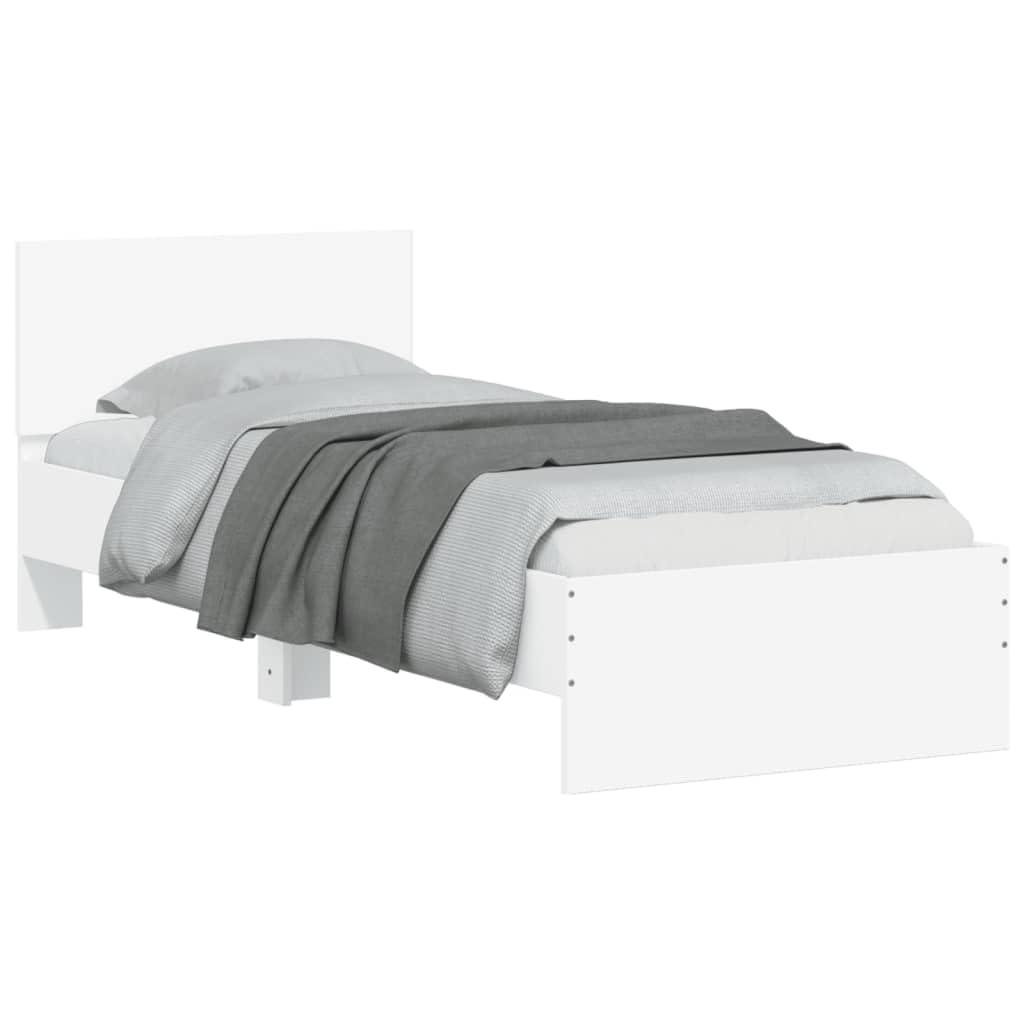 IKAYAA Cama Madera 90 x 190 cm con Cajones y Luces LED, Marco de Cama con Almacenamiento y Listones de Madera, Cama Individual, Marco De Cama, Bed Frame, Cama Juvenil 90 x 190 cm Blanco