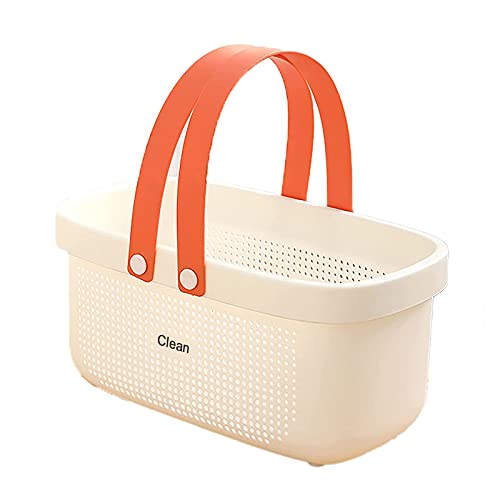 KJOET バスケット 手提げ お 風呂 収納 バス ランドリー 多 機能 シャワー 水切り 温泉 ポーチ スパ バッグ 用 品 化粧 入れ ルーム 白い