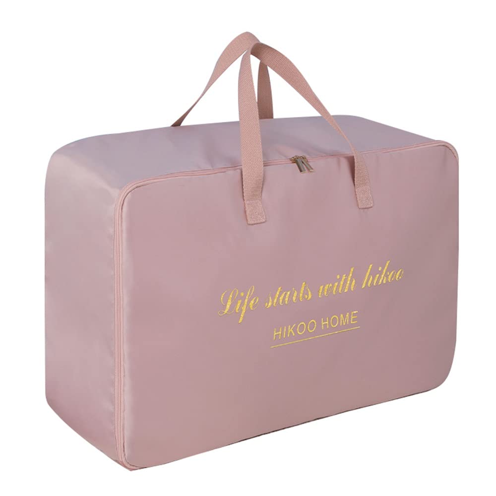 ETRGFTHU Quilt Storage Bag Household Wardrobe Organizer Under-bed Sundries Storage Moving Travel Bags Moisture and Dustproof(Pink,55cm*33cm*20cm)