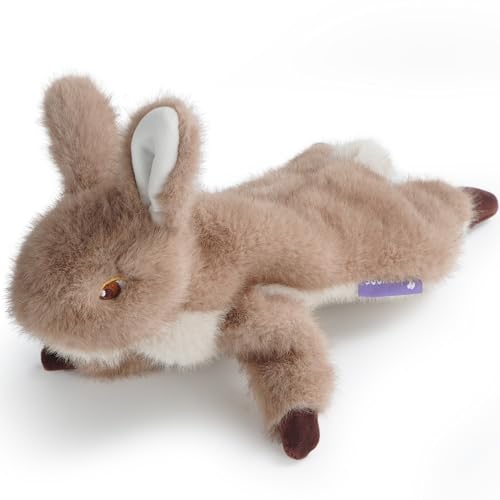 Fuzzwoof No-Stuffing Bunny Squeaky Dog Toy for Aggressive Chewers, Tear-Resistant Plush Puppy Teething Toy to Keep Them Busy, Tough Interactive Tug of War & Dental Chew for Small Medium Large Dogs
